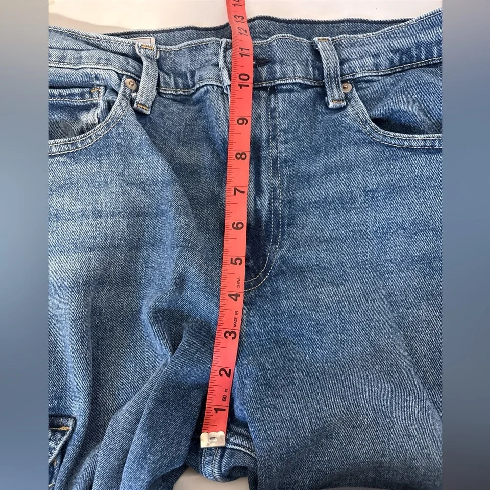 GAP High Rise Stride Wide Leg Cargo Jeans Light Wash Blue Denim 12 31 P Petite - Picture 10 of 11